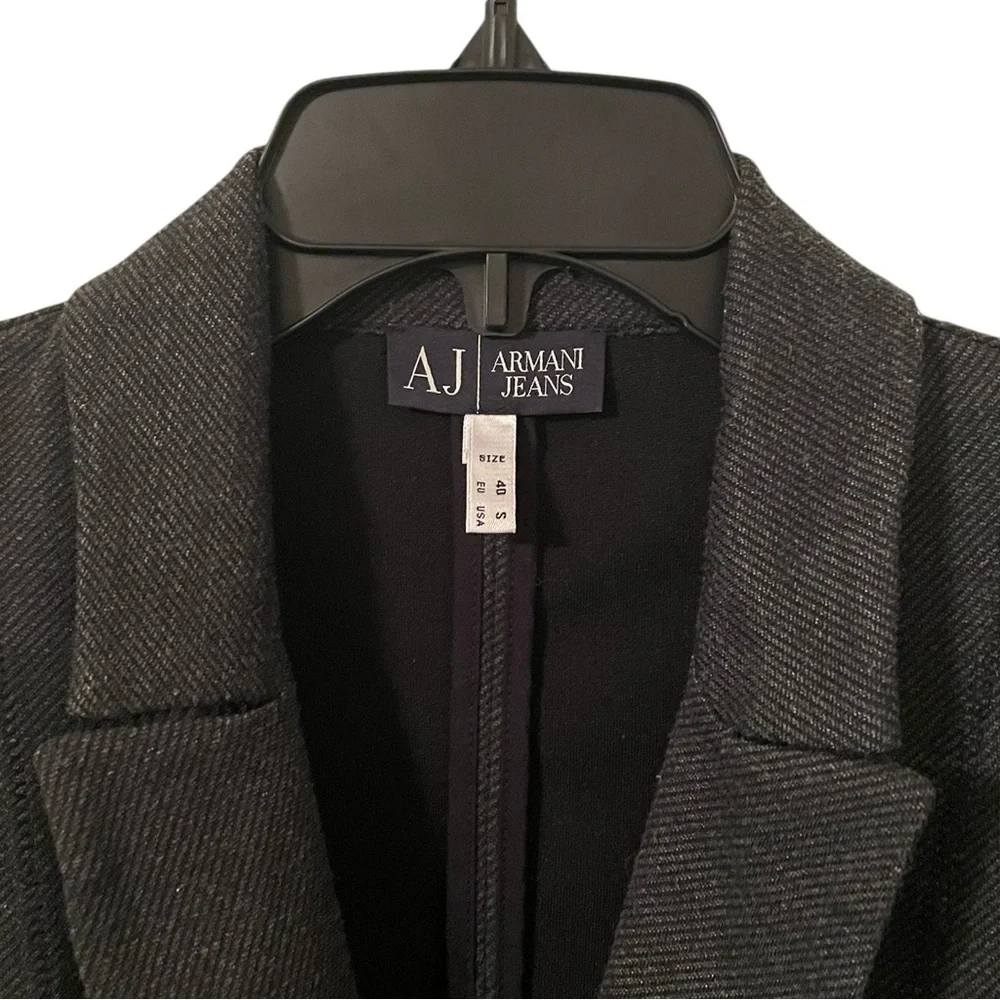 Armani Jeans Women’s Gray Black Herringbone One Button Two Pocket‎ Blazer Size S